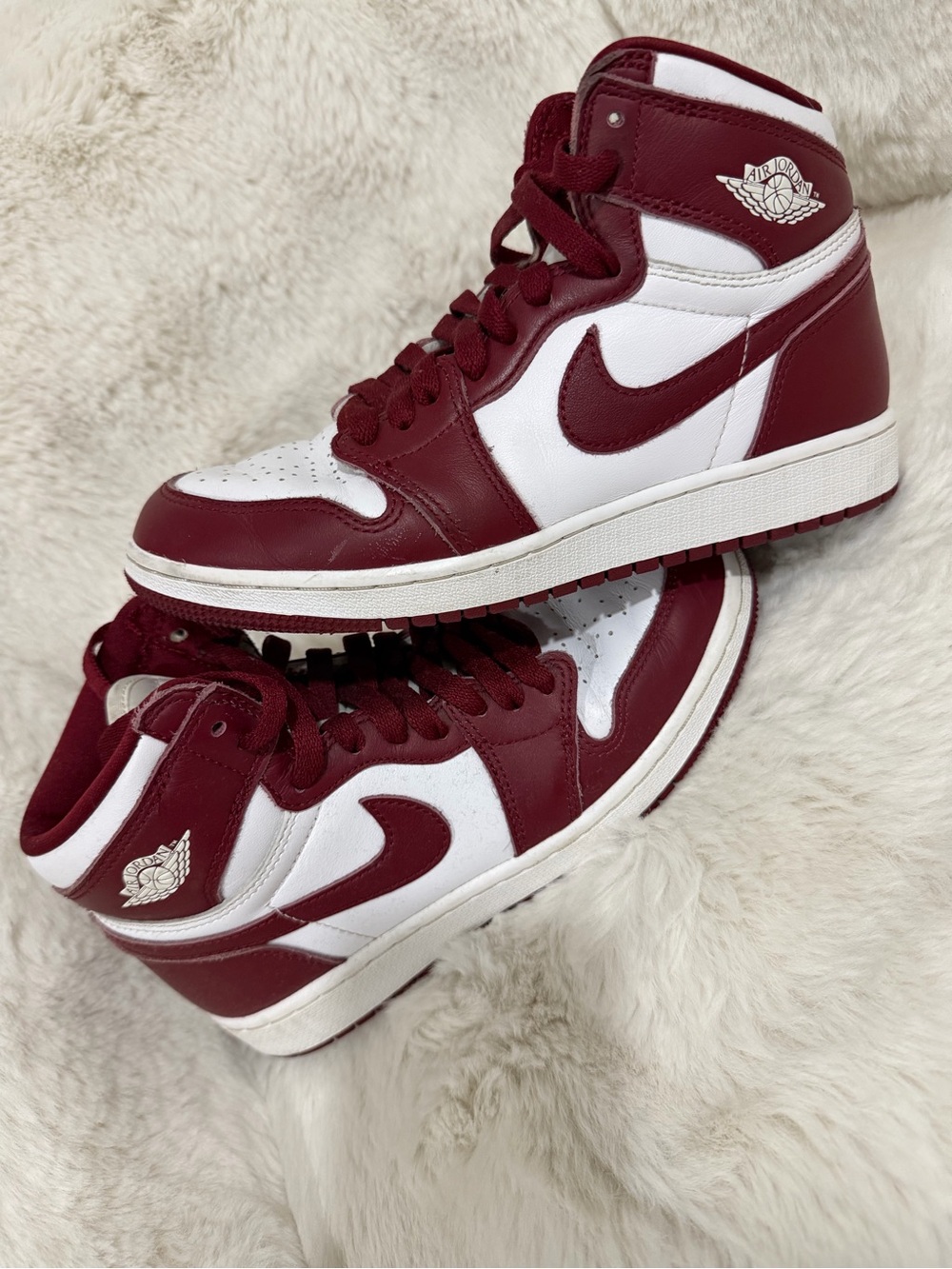 Jordan High-Top Sneaker Pair - White & Red